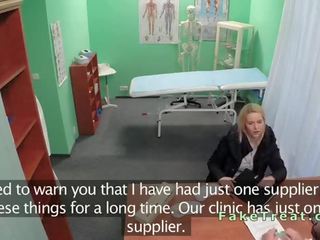 Medical person fucks blonde sales woman in an office